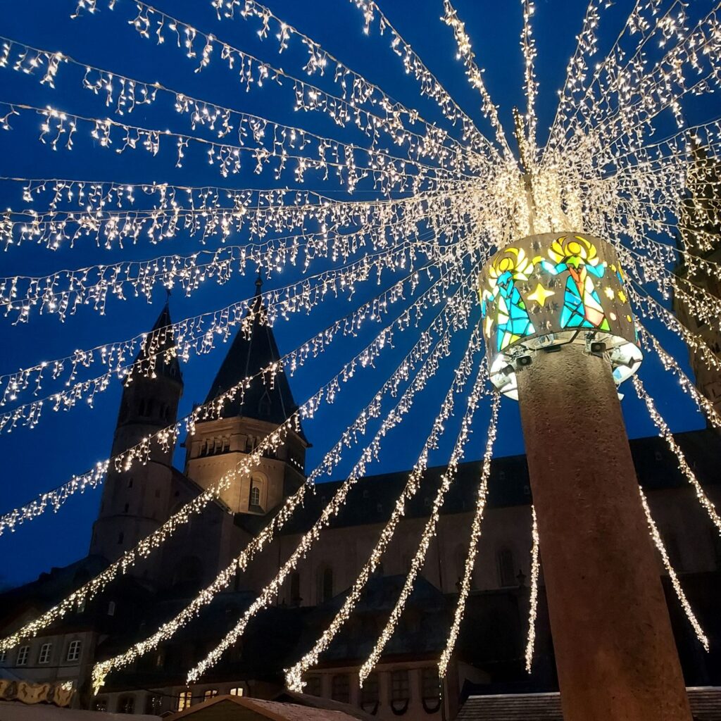 Mercado Navidad Mainz noche